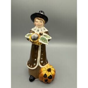 Blue Sky Clayworks Pilgrim Tealight Holder Thanksgiving Decor